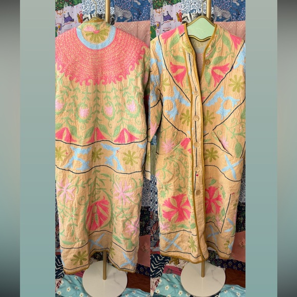 Sister Golden Beautiful Vintage Suzani Quilted Duster - Picture 1 of 4